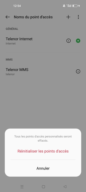 Sélectionnez Réinitialiser les points d'accès