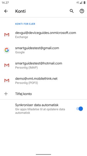 Vælg din Google konto