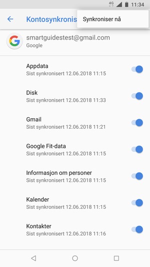 Velg Synkroniser nå