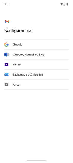 Vælg Outlook, Hotmail og Live