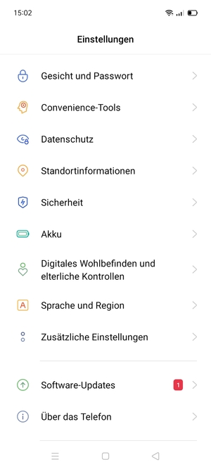 Um Ihre Bildschirmsperre zu aktivieren, gehen Sie zum Einstellungen Menü und wählen Sie  Gesicht und Passwort