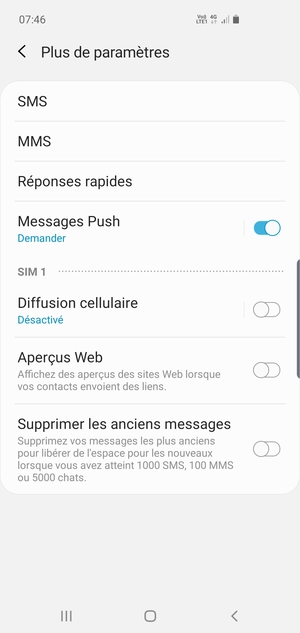 Sélectionnez SMS