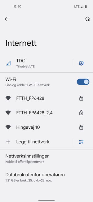 Velg det trådløse nettverket du vil koble til