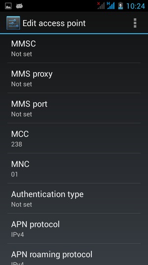 Scroll down and enter MMS information