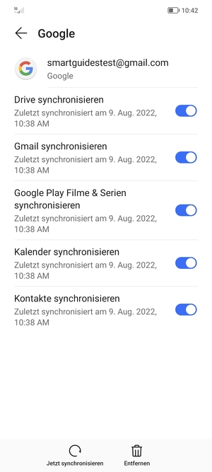 Wählen Sie Jetzt synchronisieren