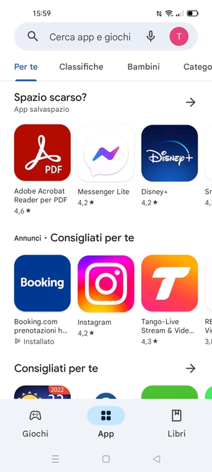 Seleziona la barra di ricerca