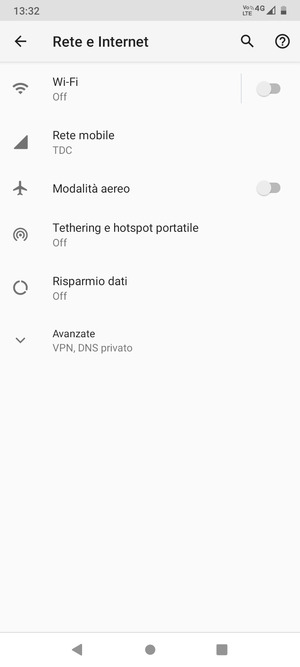 Seleziona Rete mobile