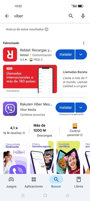 Seleccione la aplicación