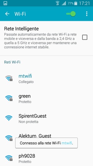 Ora sei connesso alla rete Wi-Fi