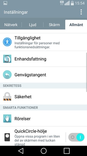 För att byta SIM-kortets PIN, välj Allmänt och Säkerhet