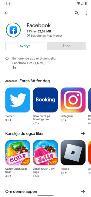 Vent til installasjonen er ferdig