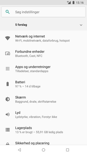 Vælg Netværk og internet