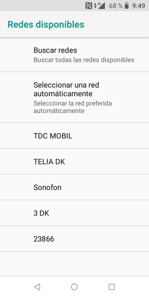 Seleccione un operador de red de la lista