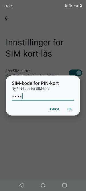 Skriv inn Ny PIN-kode for SIM-kort og velg OK