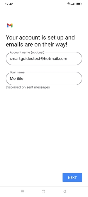 Give your account a name and enter your name. Select NEXT