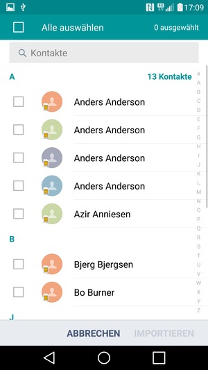 Aktivieren Sie das Kontrollkästchen Alle auswählen