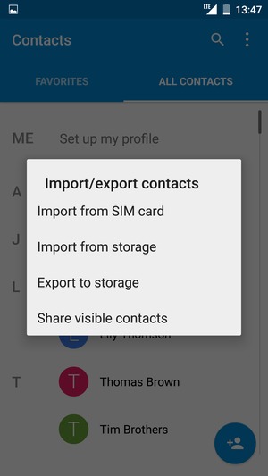 Select Import from SIM card