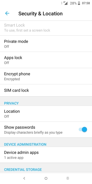 To change the PIN for the SIM card, scroll to and select SIM card lock