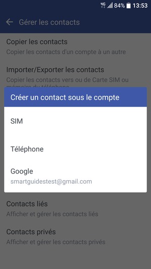Sélectionnez Google