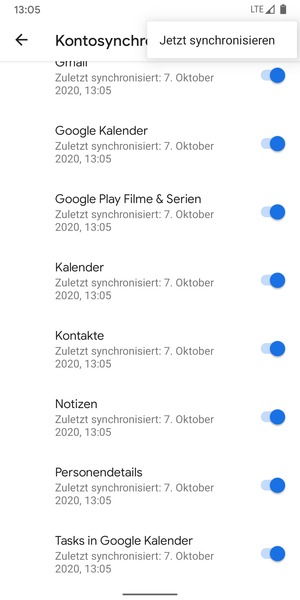 Wählen Sie Jetzt synchonisieren