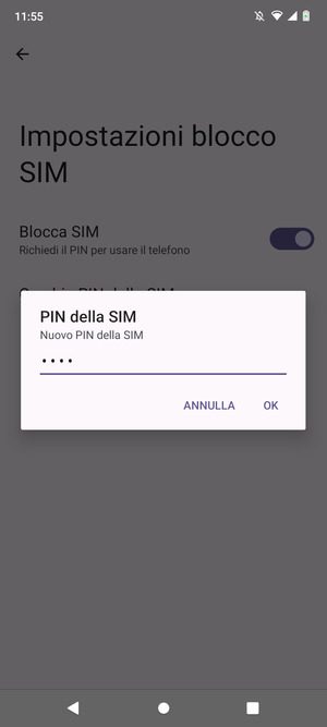 Inserisci Nuovo PIN della SIM e seleziona OK