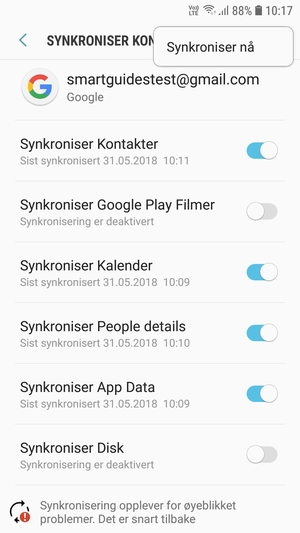 Velg Synkroniser nå