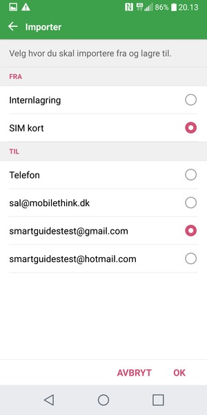 Velg SIM kort