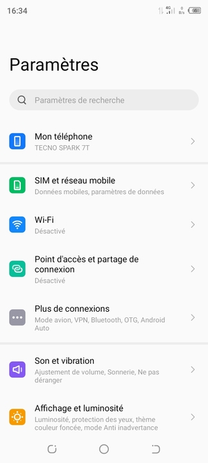 Sélectionnez SIM et réseau mobile