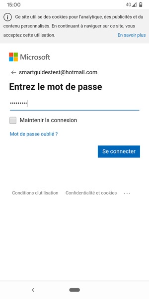 Saisissez votre mot de passe et sélectionnez Se connecter