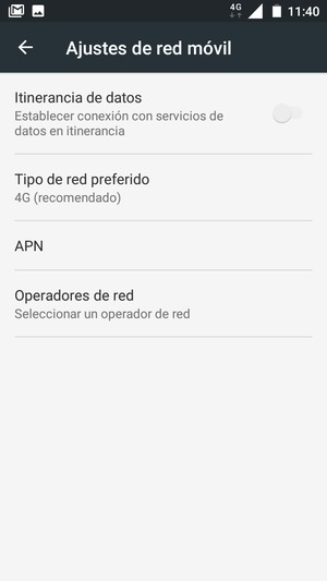 Para cambiar la red en caso de problemas de conectividad, seleccione Operadores de red