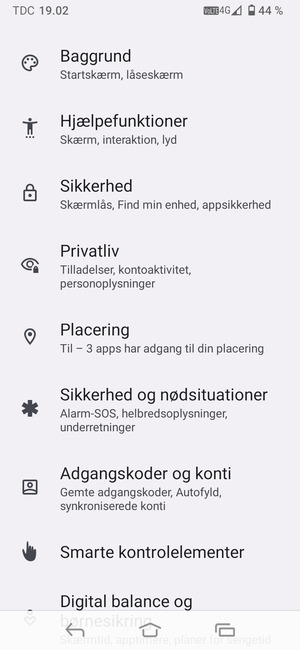 Scroll til og vælg Placering