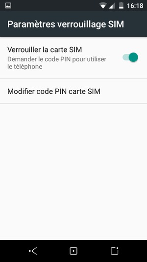 Sélectionnez Modifier code PIN carte SIM