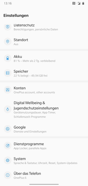 Scrollen Sie und wählen Sie System