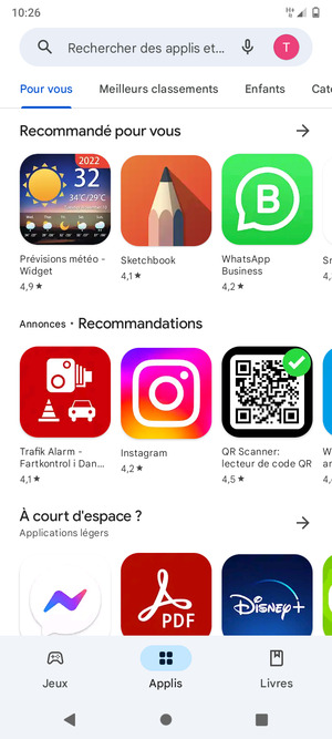 Sélectionnez la barre de Recherche