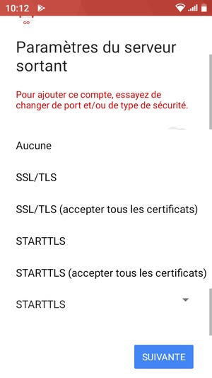 Sélectionnez Aucune puis SUIVANTE