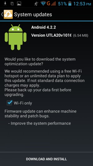 If your phone is not up to date, select DOWNLOAD AND INSTALL