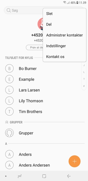 Vælg Administrer kontakter