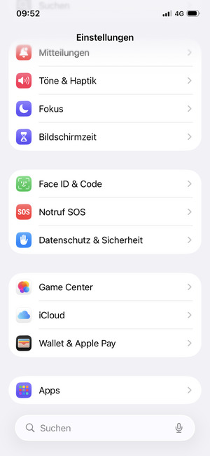 Scrollen Sie und wählen Sie Apps