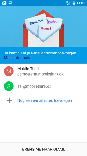 Selecteer BRENG ME NAAR GMAIL