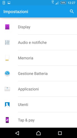 Torna al menu Impostazioni e seleziona Gestione Batteria