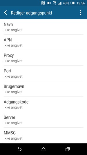 Indtast internet-oplysninger