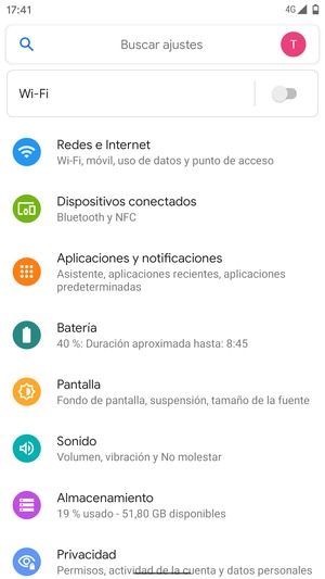 Seleccione Redes e Internet