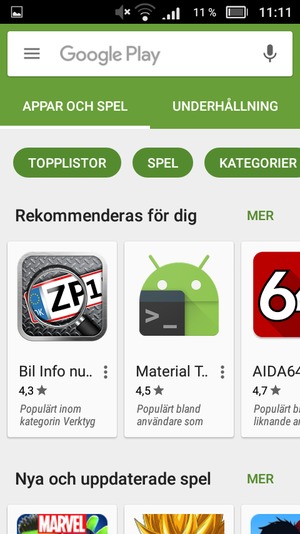 Tryck på sökfältet