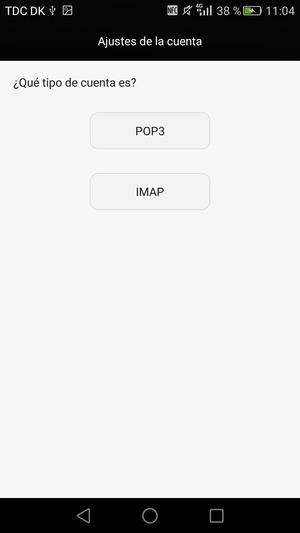 Seleccione POP3 o IMAP