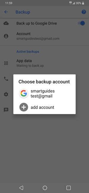 Select your backup account