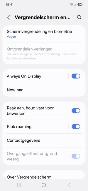 Selecteer Schermvergrendeling en biometrie