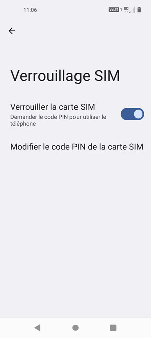Sélectionnez Modifier le code PIN de la carte SIM