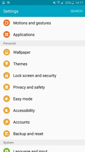 Return to the Settings menu and select Accounts
