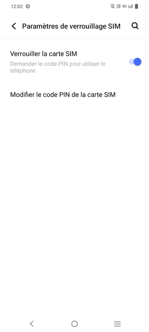Sélectionnez Modifier le code PIN de la carte SIM