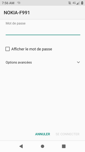 Saisissez le mot de passe du Wi-Fi et sélectionnez SE CONNECTER